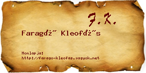 Faragó Kleofás névjegykártya