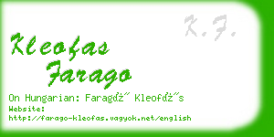 kleofas farago business card